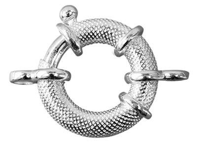 Sterling Silver Jumbo Bolt Ring    19mm, 2 Figure Of 8 Jump Rings     Textured Finish - Standard Image - 1