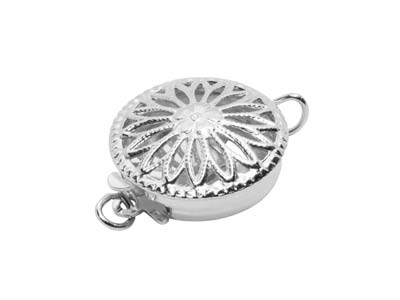Sterling Silver 12mm Round Fancy   Clasp, Pierced On Both Sides And   Flattened
