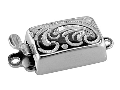 Sterling Silver 10mm Rectangular   Engrave Clasp 10x4.5mm             Rectangle-top Engraved - Standard Image - 1