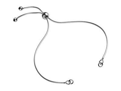 Sterling Silver Adjustable Ball    Clasp And Snake Chain Bracelet     Component - Standard Image - 1