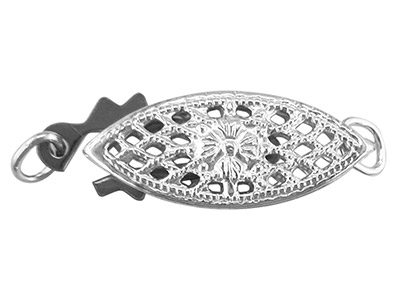 Sterling Silver Oval Filigree Clasp 15mm X 6mm - Standard Image - 1
