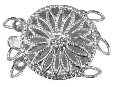 Sterling Silver 3 Row Round Fancy  Clasp, 12mm - Standard Image - 1