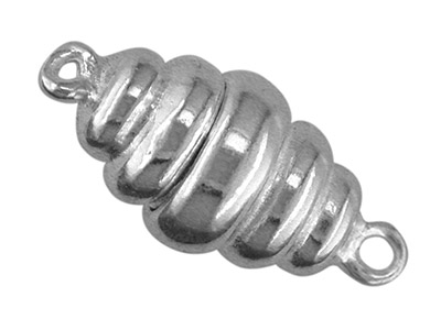Sterling Silver Magnetic Clasp 20mm X 9mm 1 Row Corrugated - Standard Image - 1