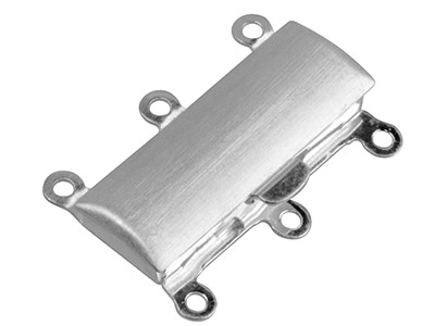 Sterling Silver 3 Row Box Clasp    23x16mm Matt Finish - Standard Image - 1