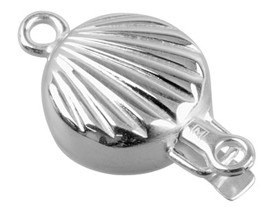 Sterling Silver Flat Round Clasp   12mm Shell Finish