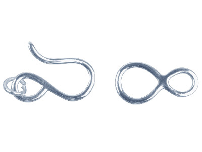 Sterling Silver Hook And Ring Clasp 20mm Hook, 20mm Figure Of 8 Ring - Standard Image - 1