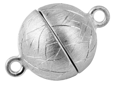 Sterling Silver Magnetic Clasp 9mm Ball, Matt Design - Standard Image - 1