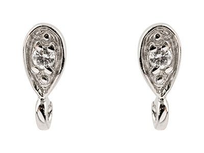 Sterling Silver Stone Set Ear Stud With Ring Pack of 2 - Standard Image - 2
