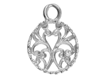 Sterling Silver Round Filigree     Bezel Cup 10mm