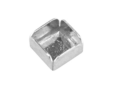 Sterling Silver Square Bezel Cup   4mm, Pack of 6 - Standard Image - 1