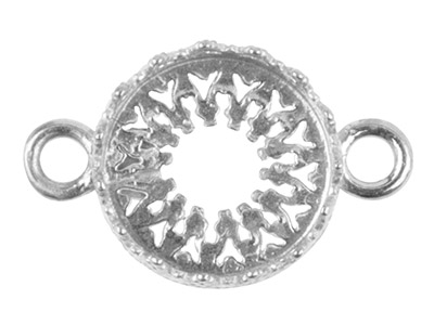 Sterling Silver Round Filigree     Bezel Cup 10mm Double Loop