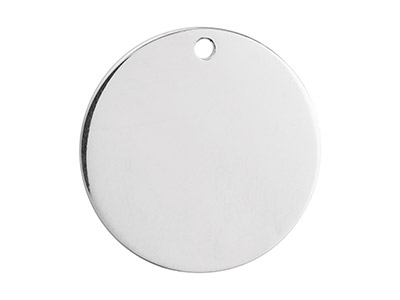 Sterling Silver Round Disc 25mm    Stamping Blank With 1 Hole, 100%   Recycled Silver - Standard Image - 1