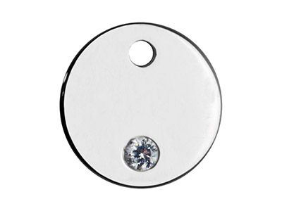 Sterling Silver Round Disc 10mm     Cubic Zirconia Stamping Blank Heavy