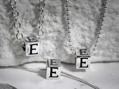 Sterling Silver Letter A 5mm Cube  Charm Pack of 3 - Standard Image - 2