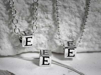 Sterling Silver Letter B 5mm Cube  Charm Pack of 3 - Standard Image - 2