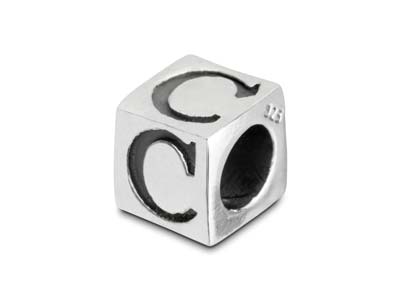 Sterling Silver Letter C 5mm Cube  Charm Pack of 3