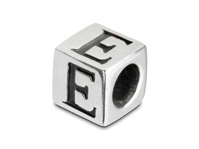 Sterling Silver Letter E 5mm Cube  Charm Pack of 3