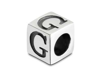 Sterling Silver Letter G 5mm Cube  Charm Pack of 3