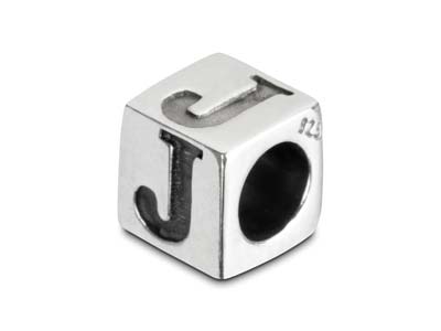 Sterling Silver Letter J 5mm Cube  Charm Pack of 3