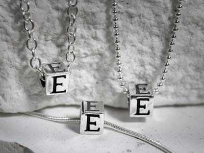 Sterling Silver Letter J 5mm Cube  Charm Pack of 3 - Standard Image - 2