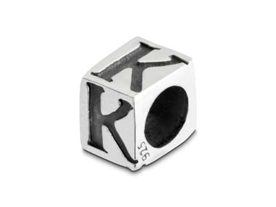 Sterling Silver Letter K 5mm Cube  Charm Pack of 3