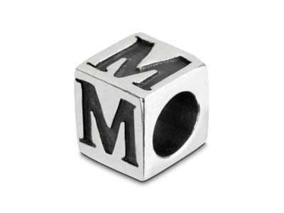 Sterling Silver Letter M 5mm Cube  Charm Pack of 3 - Standard Image - 1