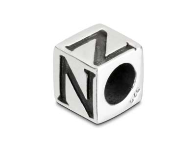 Sterling Silver Letter N 5mm Cube  Charm Pack of 3
