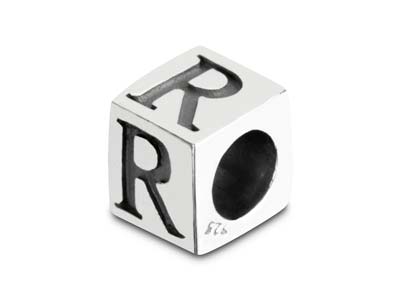 Sterling Silver Letter R 5mm Cube  Charm Pack of 3