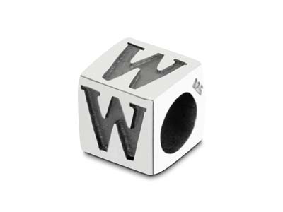 Sterling Silver Letter W 5mm Cube  Charm Pack of 3