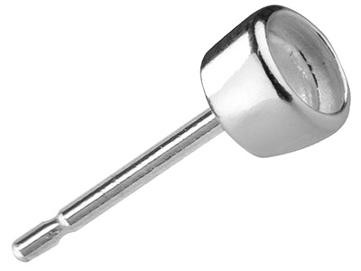 Sterling Silver Round Ear Stud 3mm, Pack of 10, Bezel Set - Standard Image - 1