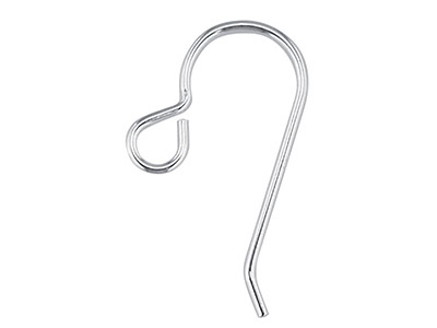 Sterling Silver Hook Wire Plain,   Pack of 20, With Inward Turn Loop