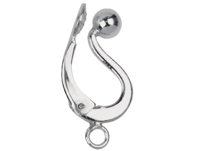 Sterling Silver S Ear Clip For      Drops Pair, With 4mm Bead At Top Of Wire And Ring - Standard Image - 1