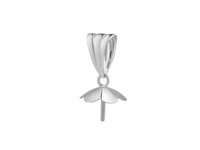 Sterling Silver Grooved Bail With  4.5mm Flower Thread Cup - Standard Image - 1