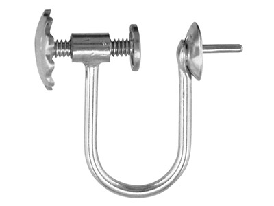 Sterling Silver Ear Screw Cup And  Peg 4mm, Round Wire - Standard Image - 1