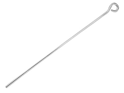 Sterling Silver Head Pin 50mm      Pack of 20, With Loop End - Standard Image - 1