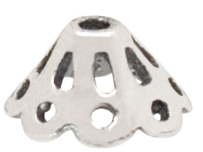 Sterling Silver Ornate Bicone Cap, Pk Of 10, 8mm, Plain
