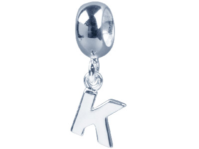 Silver Letter K Charm Bead