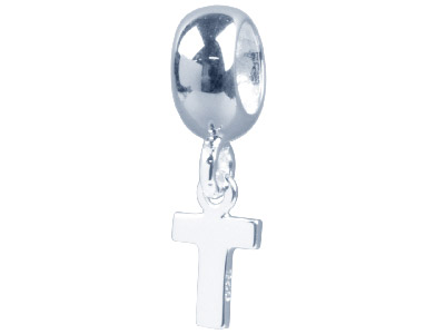 Silver Letter T Charm Bead