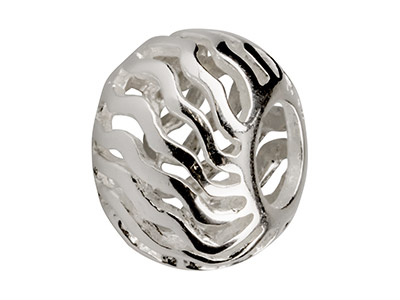 Sterling Silver Ripple Pattern     Charm Bead