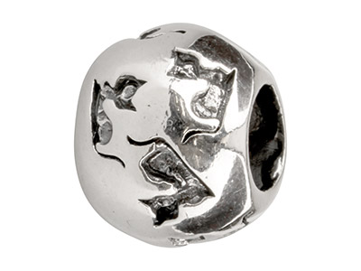 Sterling Silver Cats Charm Bead    Oxidised Finish