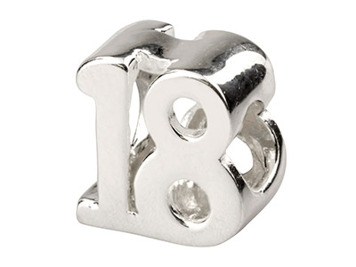 Sterling Silver '18' Charm Bead - Standard Image - 1