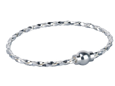Sterling Silver Screwable Textured Bangle, Small Hallmarked