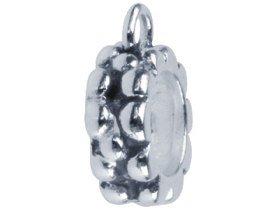 Sterling Silver Oxidised Bumps With Loop Charm Bead - Standard Image - 1