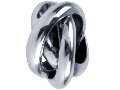 Sterling Silver Oxidised Knot      Design Charm Bead