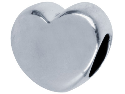 Sterling Silver Oxidised Heart     Shaped Charm Bead - Standard Image - 1