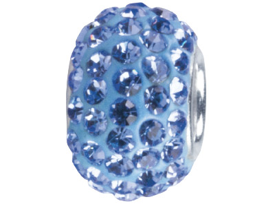 Silver Light Blue Crystal Charm Bead