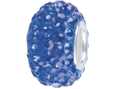 Silver Dark Blue Crystal Charm Bead