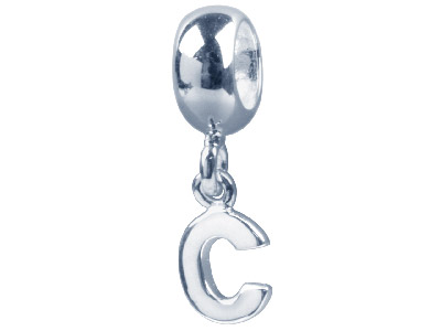 Silver Letter C Charm Bead