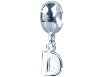 Silver Letter D Charm Bead