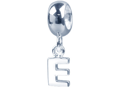 Silver Letter E Charm Bead